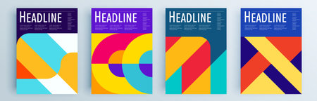 Modern abstract covers set, minimal covers design. Colorful geometric background, vector illustration.のイラスト素材