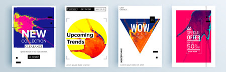 Modern abstract covers set, minimal covers design. Colorful geometric background, vector illustration.のイラスト素材