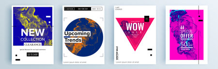 Modern abstract covers set, minimal covers design. Colorful geometric background, vector illustration.のイラスト素材