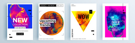Modern abstract covers set, minimal covers design. Colorful geometric background, vector illustration.のイラスト素材
