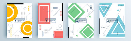 Modern abstract covers set, minimal covers design. Colorful geometric background, vector illustration.のイラスト素材