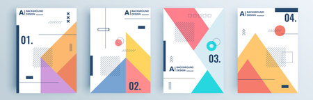 Modern abstract covers set, minimal covers design. Colorful geometric background, vector illustration.のイラスト素材