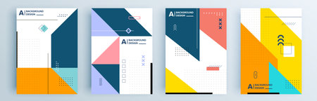 Modern abstract covers set, minimal covers design. Colorful geometric background, vector illustration.のイラスト素材