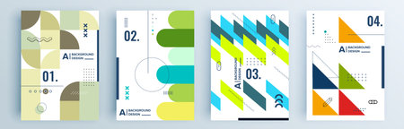 Modern abstract covers set, minimal covers design. Colorful geometric background, vector illustration.のイラスト素材