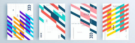 Modern abstract covers set, minimal covers design. Colorful geometric background, vector illustration.のイラスト素材