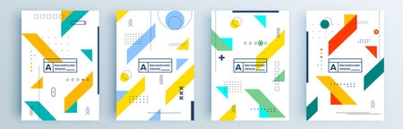 Modern abstract covers set, minimal covers design. Colorful geometric background, vector illustration.のイラスト素材