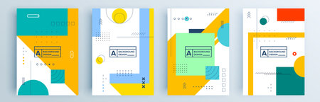Modern abstract covers set, minimal covers design. Colorful geometric background, vector illustration.のイラスト素材
