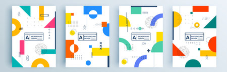 Modern abstract covers set, minimal covers design. Colorful geometric background, vector illustration.のイラスト素材