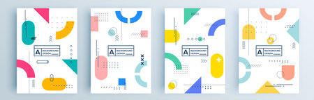 Modern abstract covers set, minimal covers design. Colorful geometric background, vector illustration.のイラスト素材