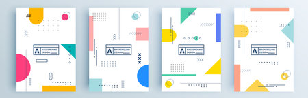 Modern abstract covers set, minimal covers design. Colorful geometric background, vector illustration.のイラスト素材