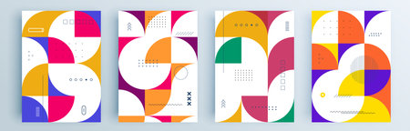 Modern abstract covers set, minimal covers design. Colorful geometric background, vector...