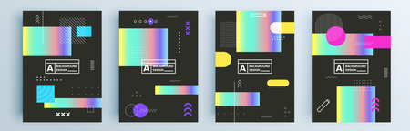 Modern abstract covers set, minimal covers design. Colorful geometric background, vector illustration.のイラスト素材