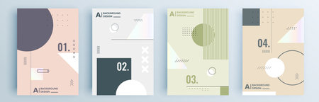 Modern abstract covers set, minimal covers design. Colorful geometric background, vector illustration.のイラスト素材
