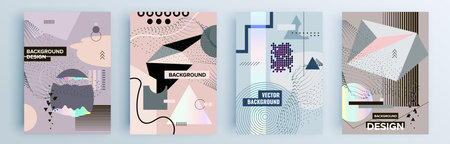 Modern abstract covers set, minimal covers design. Colorful geometric background, vector illustration.のイラスト素材