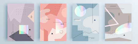 Modern abstract covers set, minimal covers design. Colorful geometric background, vector illustration.のイラスト素材