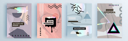 Modern abstract covers set, minimal covers design. Colorful geometric background, vector illustration.のイラスト素材