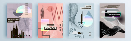 Modern abstract covers set, minimal covers design. Colorful geometric background, vector illustration.のイラスト素材