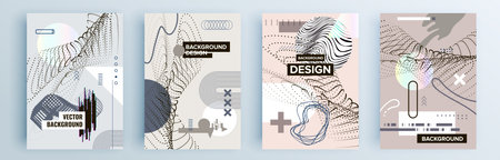 Modern abstract covers set, minimal covers design. Colorful geometric background, vector illustration.のイラスト素材