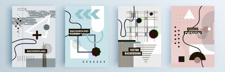 Modern abstract covers set, minimal covers design. Colorful geometric background, vector illustration.のイラスト素材