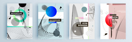 Modern abstract covers set, minimal covers design. Colorful geometric background, vector illustration.のイラスト素材