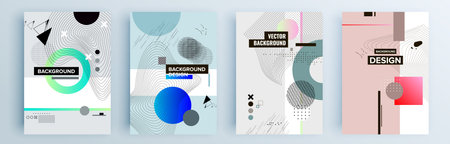 Modern abstract covers set, minimal covers design. Colorful geometric background, vector illustration.のイラスト素材