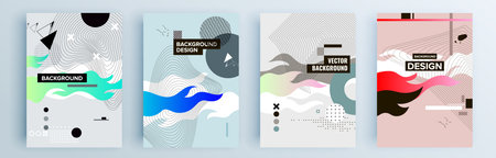 Modern abstract covers set, minimal covers design. Colorful geometric background, vector illustration.のイラスト素材