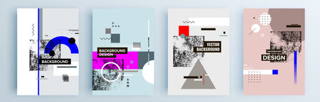 Modern abstract covers set, minimal covers design. Colorful geometric background, vector illustration.のイラスト素材