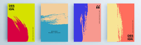 Modern abstract covers set, minimal covers design. Colorful geometric background, vector illustration.のイラスト素材