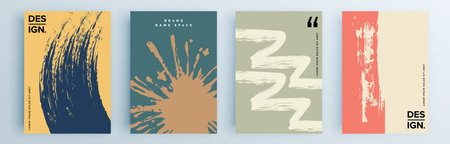 Modern abstract covers set, minimal covers design. Colorful geometric background, vector illustration.のイラスト素材