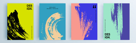 Modern abstract covers set, minimal covers design. Colorful geometric background, vector illustration.のイラスト素材