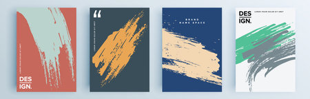 Modern abstract covers set, minimal covers design. Colorful geometric background, vector illustration.のイラスト素材