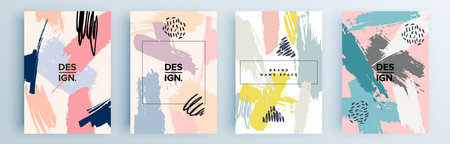 Modern abstract covers set, minimal covers design. Colorful geometric background, vector illustration.のイラスト素材