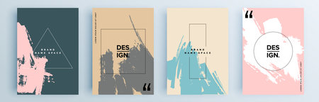 Modern abstract covers set, minimal covers design. Colorful geometric background, vector illustration.のイラスト素材
