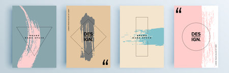 Modern abstract covers set, minimal covers design. Colorful geometric background, vector illustration.のイラスト素材
