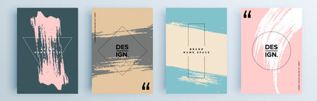 Modern abstract covers set, minimal covers design. Colorful geometric background, vector illustration.のイラスト素材