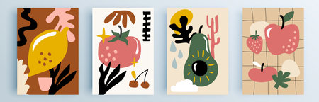 Modern abstract covers set, minimal covers design. Colorful geometric background, vector illustration.のイラスト素材