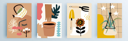 Modern abstract covers set, minimal covers design. Colorful geometric background, vector illustration.のイラスト素材