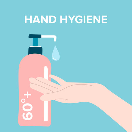 Washing hands with sanitizer soap and water, vector illustration.のイラスト素材