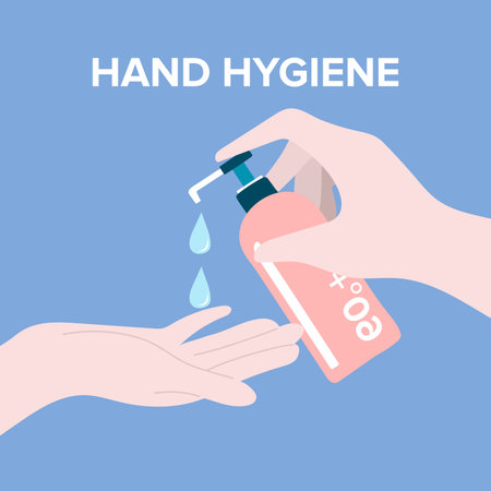Washing hands with sanitizer soap and waterのイラスト素材