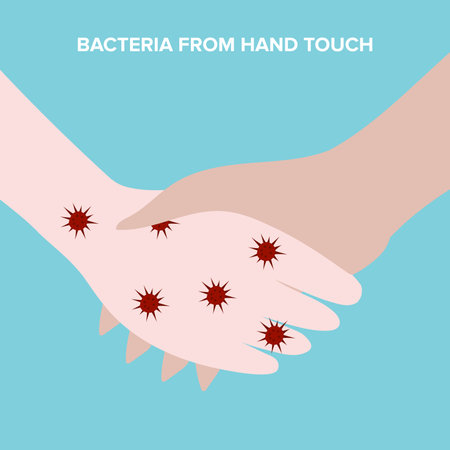 The most transmission of virus or bacteria from hand touch. Vector Illustrationのイラスト素材