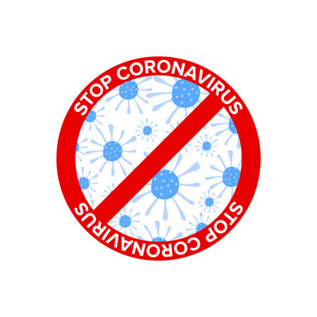 Coronavirus Icon with Red Prohibit Sign. Vector Illustrationのイラスト素材