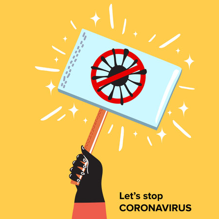 Coronavirus Icon with Red Prohibit Sign. Vector Illustrationのイラスト素材