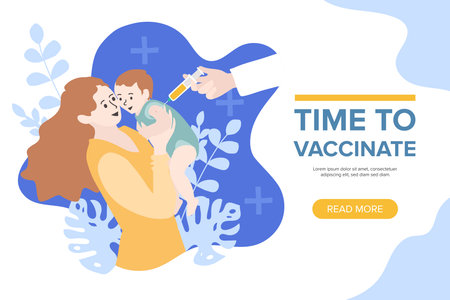 Time to vaccinate concept. Vector Illustrationのイラスト素材