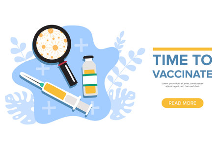 Time to vaccinate concept. Vector Illustrationのイラスト素材