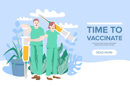 Time to vaccinate concept. Vector Illustrationのイラスト素材