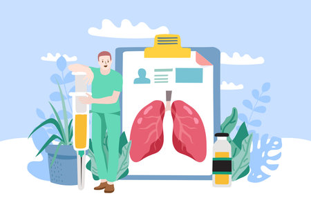 People with vaccine for virus. Vector Illustrationのイラスト素材