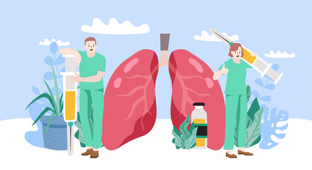 People with vaccine for virus. Vector Illustrationのイラスト素材