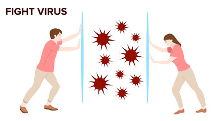 Attack of bacteria. Vector illustration.のイラスト素材