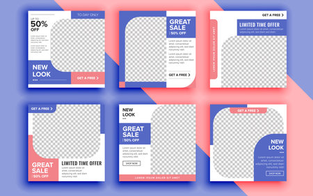 Set of sale banner template design. Vector illustration.のイラスト素材
