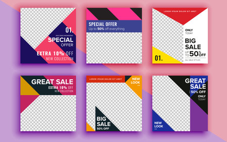 Set of sale banner template design. Vector illustration.のイラスト素材